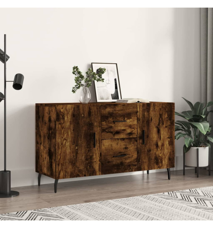 Buffet chêne fumé 100x36x60 cm bois d'ingénierie | Mobilier & Déco