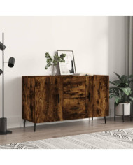 Buffet chêne fumé 100x36x60 cm bois d'ingénierie | Mobilier & Déco