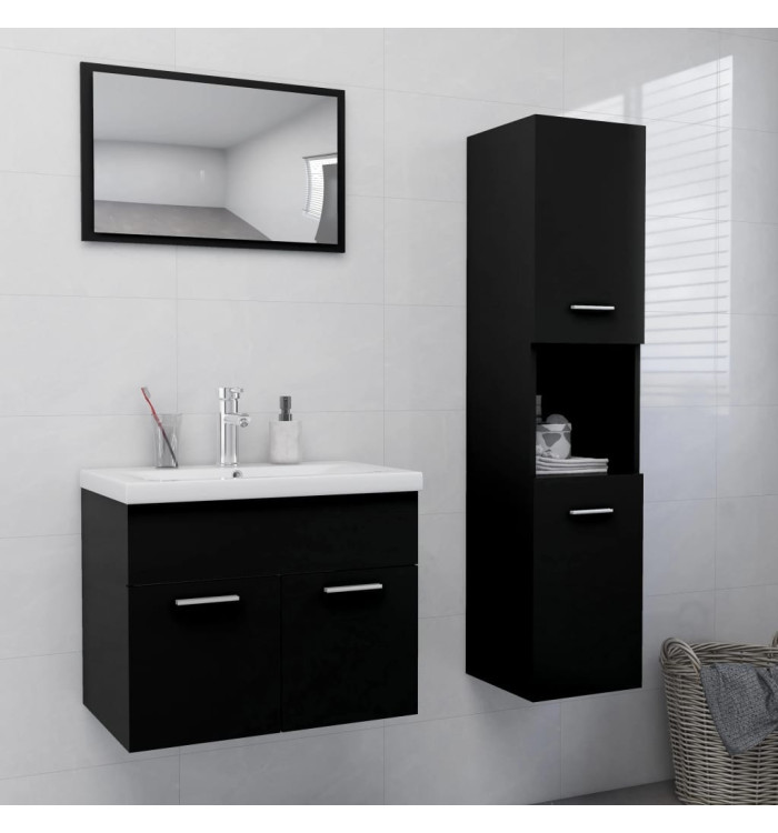 Ensemble de meubles de salle de bain Noir Aggloméré | Mobilier & Déco