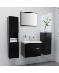 Ensemble de meubles de salle de bain Noir Bois d'ingénierie | Mobilier & Déco