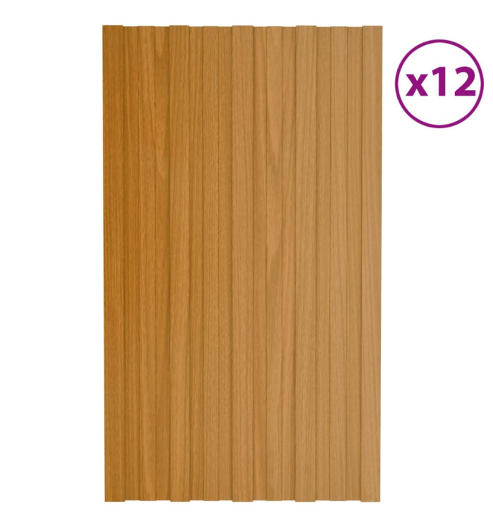 Panneaux de toiture 12 pcs acier galvanisé naturel 80x45 cm | Mobilier & Déco