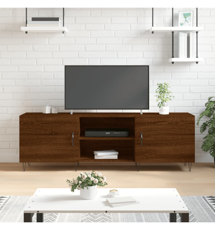 Meuble TV chêne marron 150x30x50 cm bois d'ingénierie | Mobilier & Déco