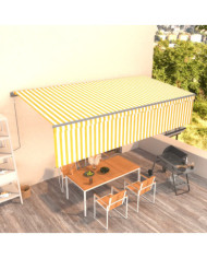 Auvent automatique rétractable avec store 6x3 m Jaune et blanc | Mobilier & Déco