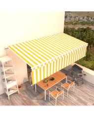 Auvent manuel rétractable avec store 6x3 m Jaune et blanc | Mobilier & Déco