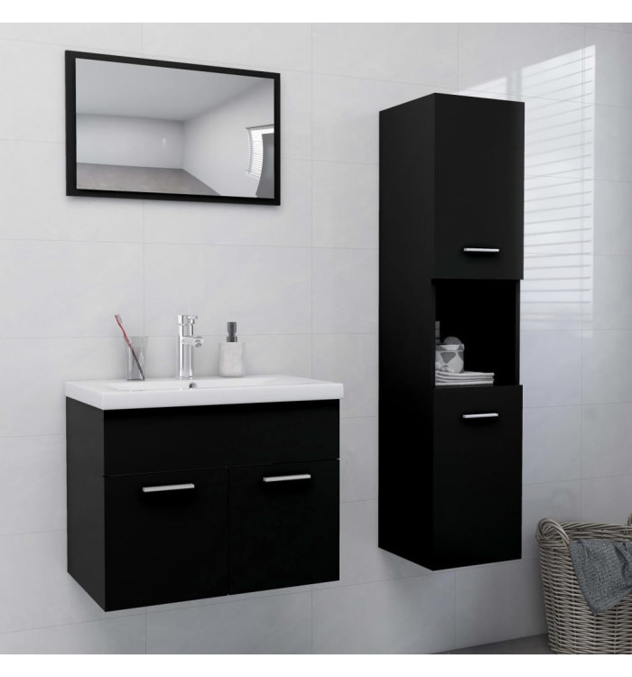 Ensemble de meubles de salle de bain Noir Aggloméré | Mobilier & Déco