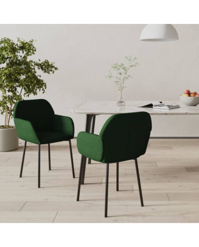 Chaises à manger lot de 2 Vert foncé Velours | Mobilier & Déco