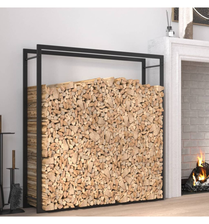 Portant de bois de chauffage Noir mat 110x28x116 cm Acier | Mobilier & Déco