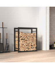 Portant de bois de chauffage Noir mat 50x28x56 cm Acier | Mobilier & Déco