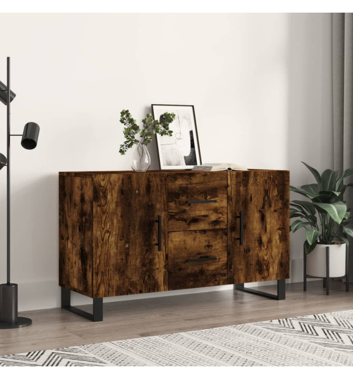 Buffet chêne fumé 100x36x60 cm bois d'ingénierie | Mobilier & Déco