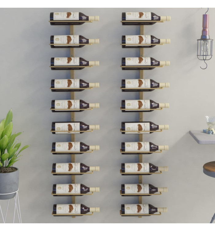 Casier à vin mural pour 10 bouteilles 2 pcs Doré Métal | Mobilier & Déco
