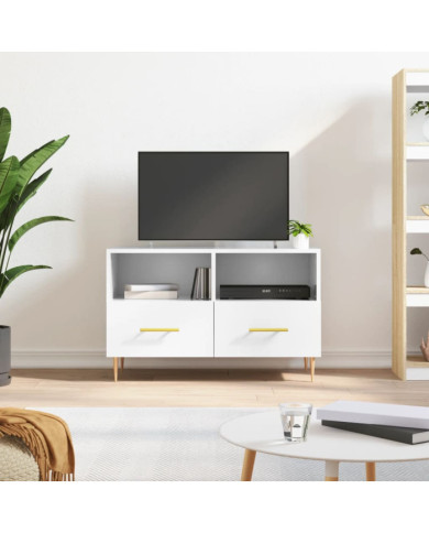 Meuble TV Blanc brillant 80x36x50 cm Bois d'ingénierie | Mobilier & Déco