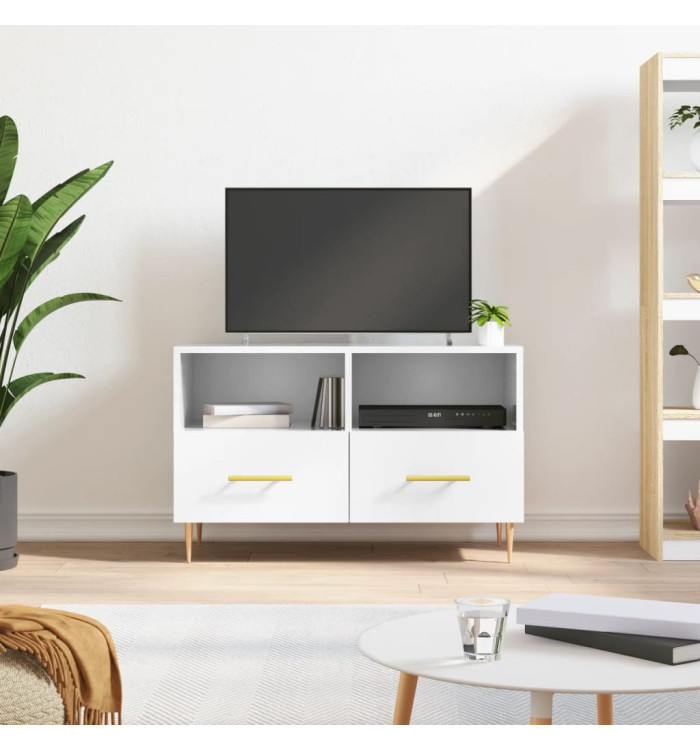 Meuble TV Blanc brillant 80x36x50 cm Bois d'ingénierie | Mobilier & Déco