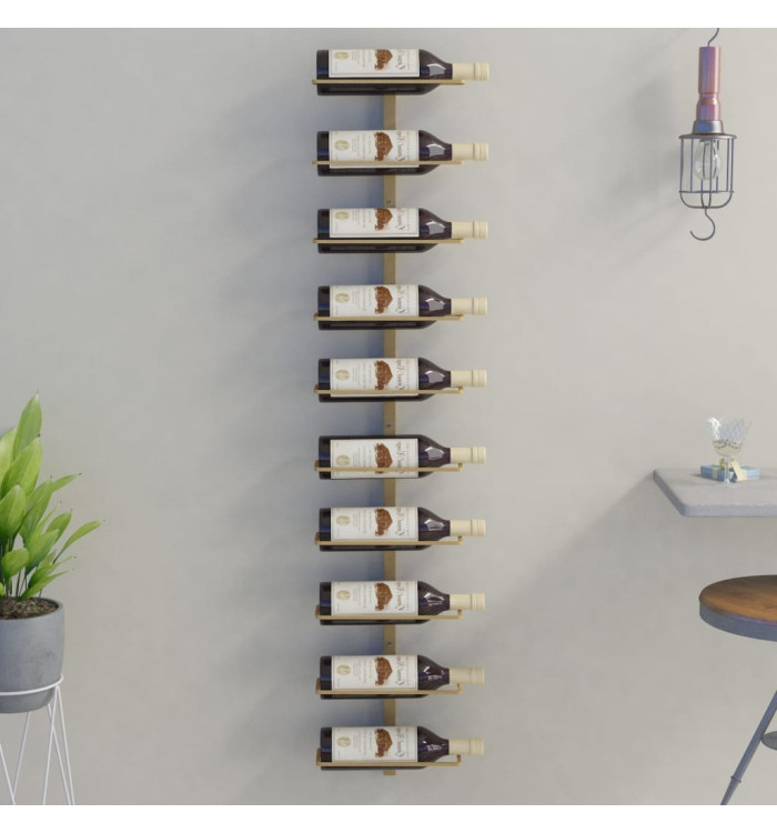 Casier à vin mural pour 10 bouteilles Doré Fer | Mobilier & Déco