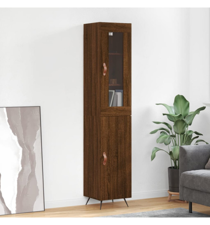 Buffet haut Chêne marron 34,5x34x180 cm Bois d'ingénierie | Mobilier & Déco