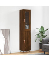 Buffet haut Chêne marron 34,5x34x180 cm Bois d'ingénierie | Mobilier & Déco