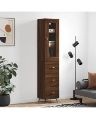 Buffet haut Chêne marron 34,5x34x180 cm Bois d'ingénierie | Mobilier & Déco