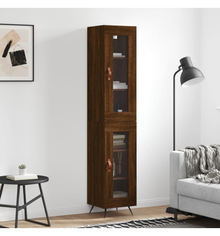 Buffet haut Chêne marron 34,5x34x180 cm Bois d'ingénierie | Mobilier & Déco