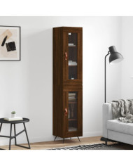 Buffet haut Chêne marron 34,5x34x180 cm Bois d'ingénierie | Mobilier & Déco