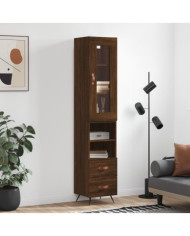 Buffet haut Chêne marron 34,5x34x180 cm Bois d'ingénierie | Mobilier & Déco