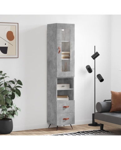 Buffet haut Gris béton 34,5x34x180 cm Bois d'ingénierie | Mobilier & Déco