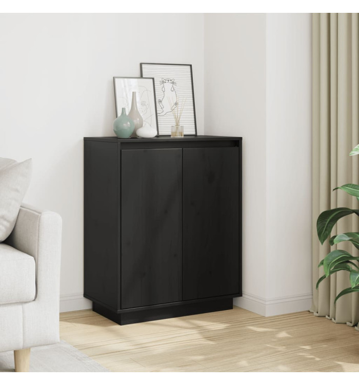 Buffet Noir 60x34x75 cm Bois massif de pin | Mobilier & Déco