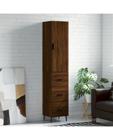 Buffet haut Chêne marron 34,5x34x180 cm Bois d'ingénierie | Mobilier & Déco