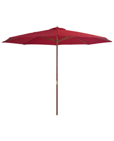Parasol d'extérieur avec mât en bois 350 cm Bordeaux | Mobilier & Déco