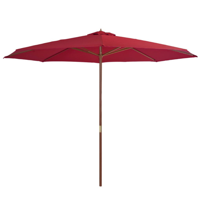 Parasol d'extérieur avec mât en bois 350 cm Bordeaux | Mobilier & Déco