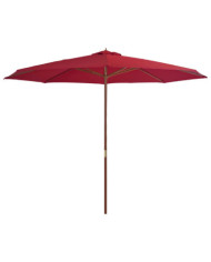 Parasol d'extérieur avec mât en bois 350 cm Bordeaux | Mobilier & Déco