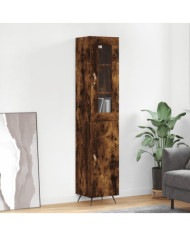 Buffet haut Chêne fumé 34,5x34x180 cm Bois d'ingénierie | Mobilier & Déco