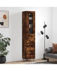 Buffet haut Chêne fumé 34,5x34x180 cm Bois d'ingénierie | Mobilier & Déco