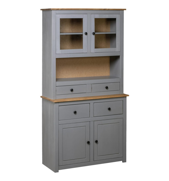 Buffet haut Gris 93x40,5x180 cm Pin Gamme Panama | Mobilier & Déco