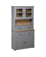 Buffet haut Gris 93x40,5x180 cm Pin Gamme Panama | Mobilier & Déco