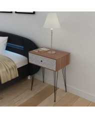 Table de chevet avec 1 tiroir rectangulaire Marron | Mobilier & Déco