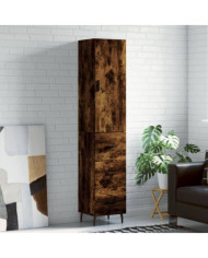 Buffet haut Chêne fumé 34,5x34x180 cm Bois d'ingénierie | Mobilier & Déco