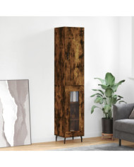 Buffet haut Chêne fumé 34,5x34x180 cm Bois d'ingénierie | Mobilier & Déco