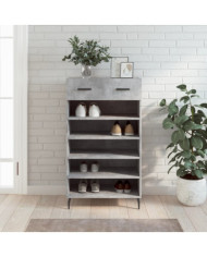 Armoire à chaussures gris béton 60x35x105 cm bois d'ingénierie | Mobilier & Déco