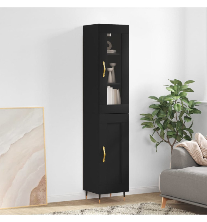 Buffet haut Noir 34,5x34x180 cm Bois d'ingénierie | Mobilier & Déco