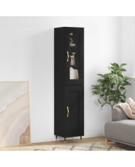 Buffet haut Noir 34,5x34x180 cm Bois d'ingénierie | Mobilier & Déco