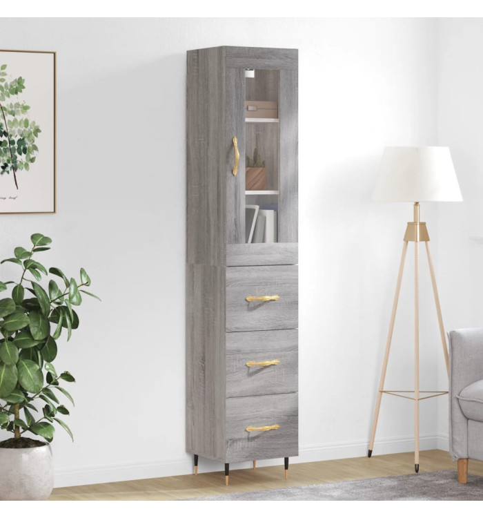 Buffet haut Sonoma gris 34,5x34x180 cm Bois d'ingénierie | Mobilier & Déco