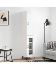 Buffet haut Blanc brillant 34,5x34x180 cm Bois d'ingénierie | Mobilier & Déco