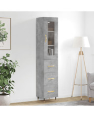 Buffet haut Gris béton 34,5x34x180 cm Bois d'ingénierie | Mobilier & Déco