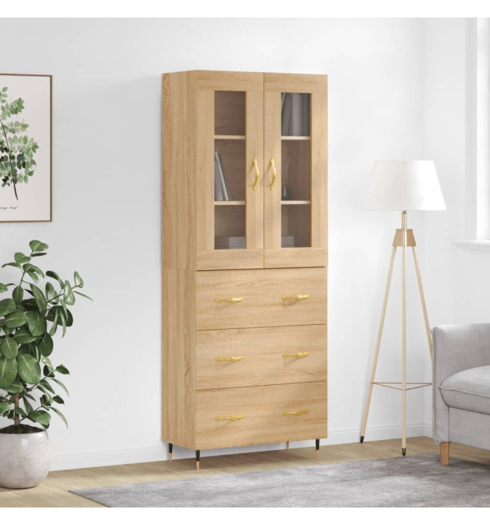 Buffet haut Chêne sonoma 69,5x34x180 cm Bois d'ingénierie | Mobilier & Déco