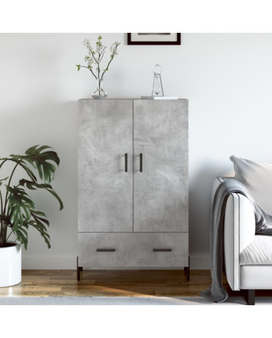 Buffet haut gris béton 69,5x31x115 cm bois d'ingénierie | Mobilier & Déco