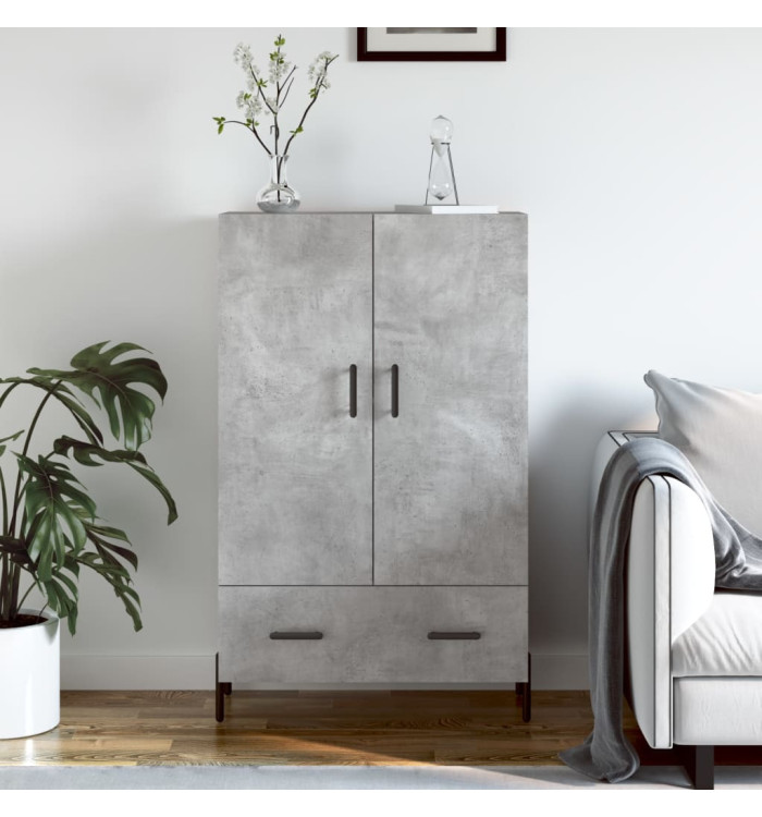Buffet haut gris béton 69,5x31x115 cm bois d'ingénierie | Mobilier & Déco