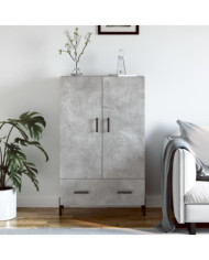 Buffet haut gris béton 69,5x31x115 cm bois d'ingénierie | Mobilier & Déco