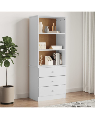 Bibliothèque et tiroirs ALTA blanc 60x35x142 cm bois massif pin | Mobilier & Déco