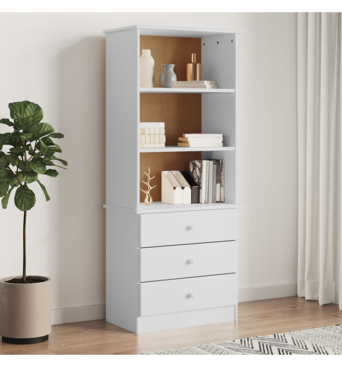 Bibliothèque et tiroirs ALTA blanc 60x35x142 cm bois massif pin | Mobilier & Déco