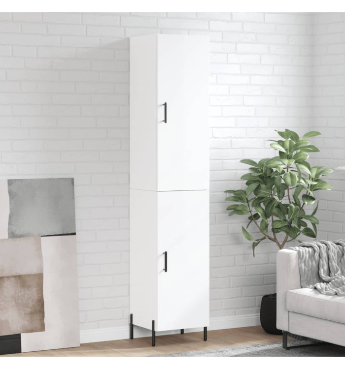 Buffet haut Blanc brillant 34,5x34x180 cm Bois d'ingénierie | Mobilier & Déco