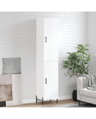 Buffet haut Blanc brillant 34,5x34x180 cm Bois d'ingénierie | Mobilier & Déco